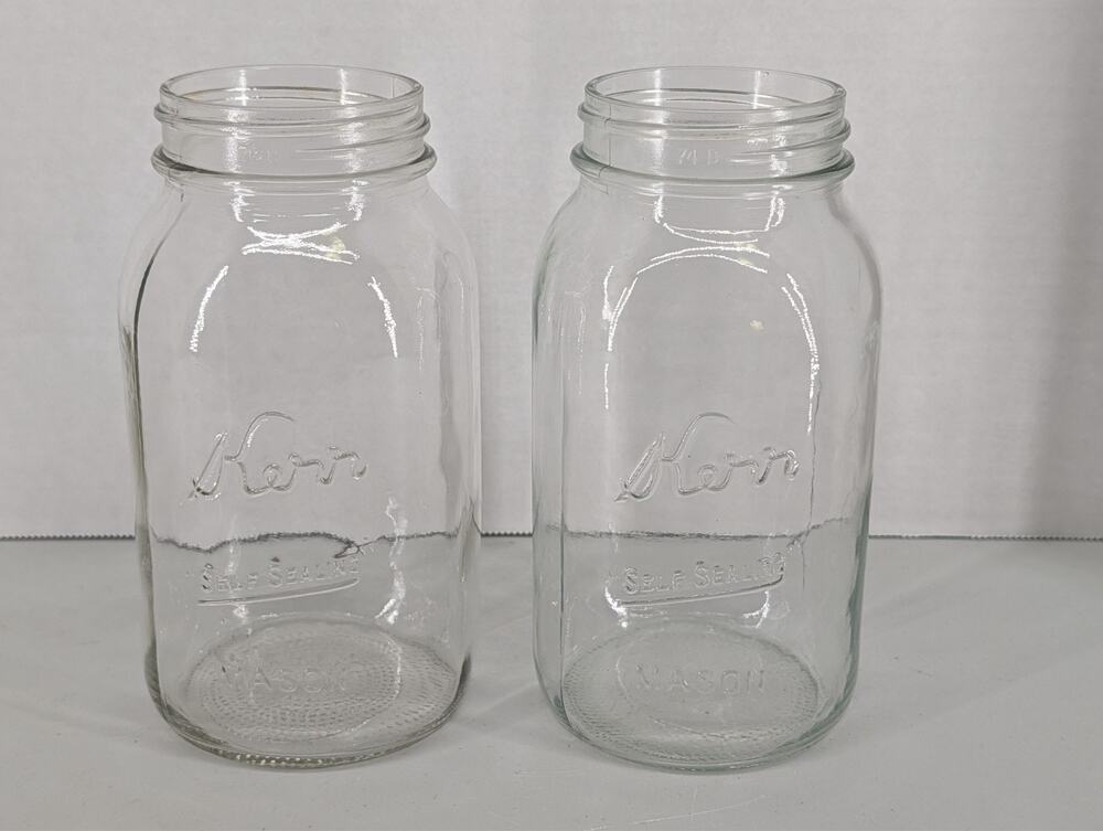 Lot of 2 Kerr Clear Self Sealing 7" Tall Mason Jar (No Lid)